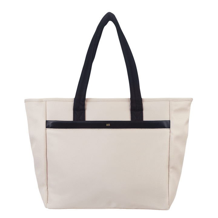 Cloud tote bag in beige and customised with gold text