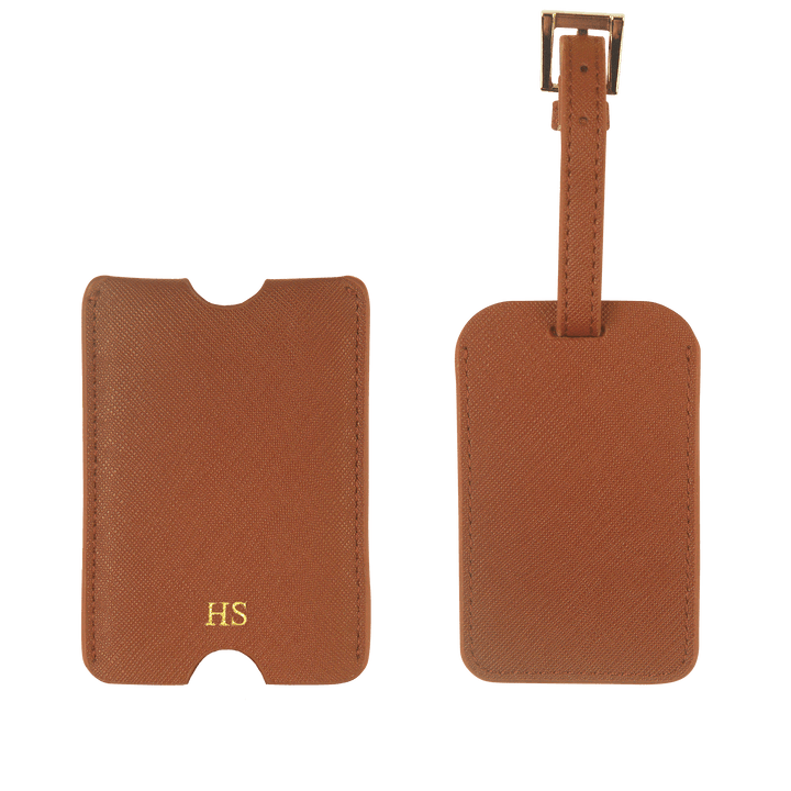 Caramel - Saffiano Luggage Tag with Sleeve