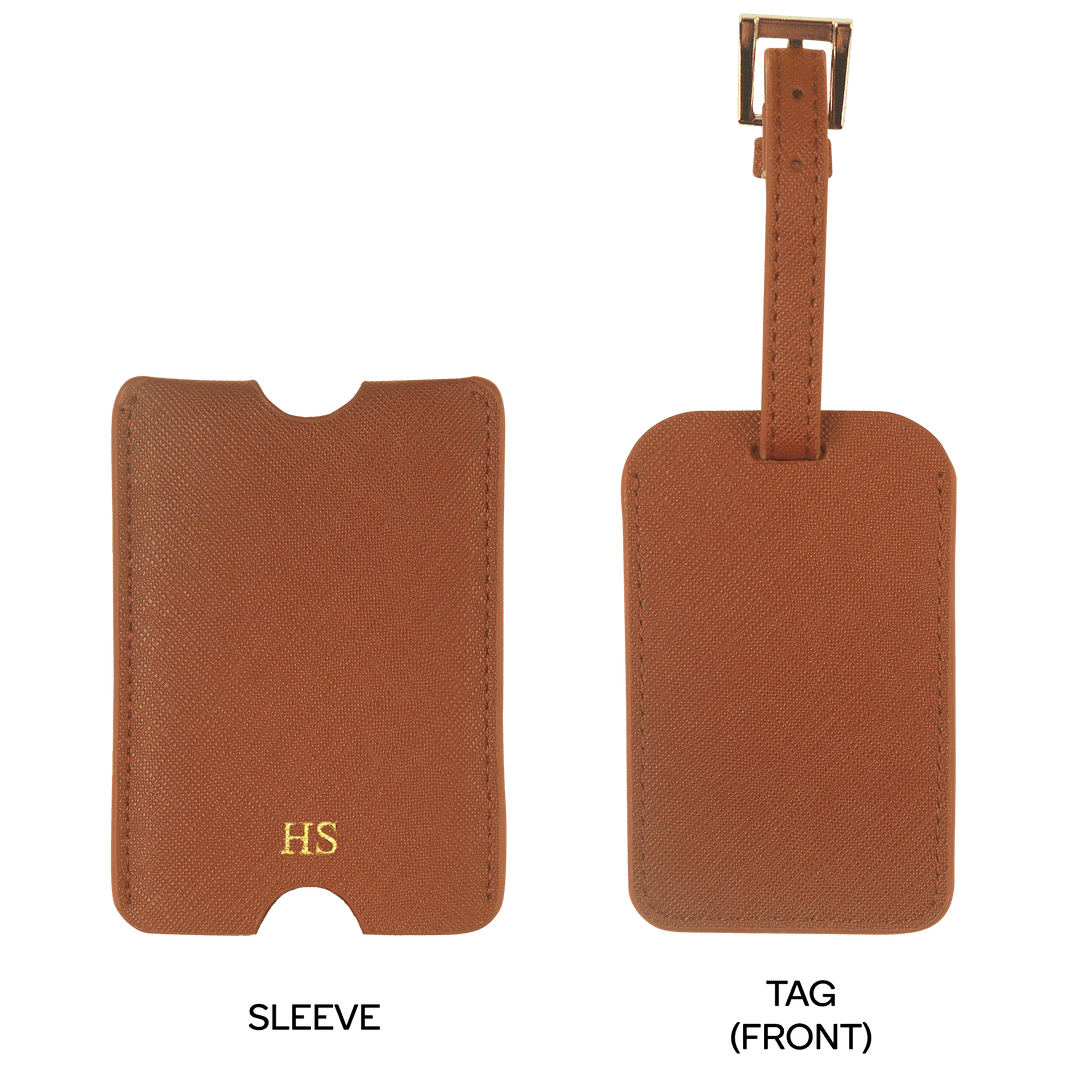 Caramel - Saffiano Luggage Tag with Sleeve