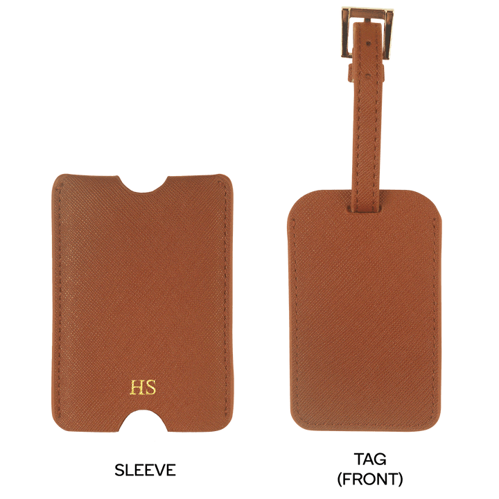 Caramel - Saffiano Luggage Tag with Sleeve