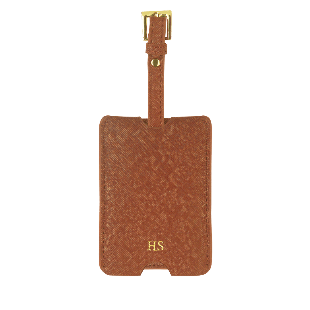 Caramel - Saffiano Luggage Tag with Sleeve