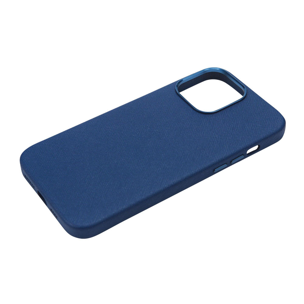 Navy - iPhone 14 Series Full Wrap Saffiano Phone Case - THEIMPRINT