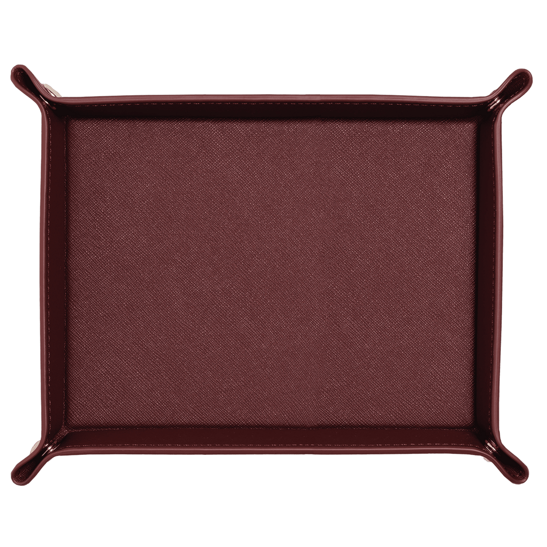 Saffiano Leather Tray - Burgundy