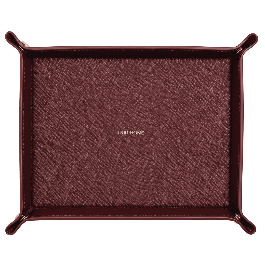 Saffiano Leather Tray - Burgundy