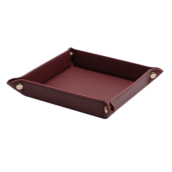 Saffiano Leather Tray - Burgundy