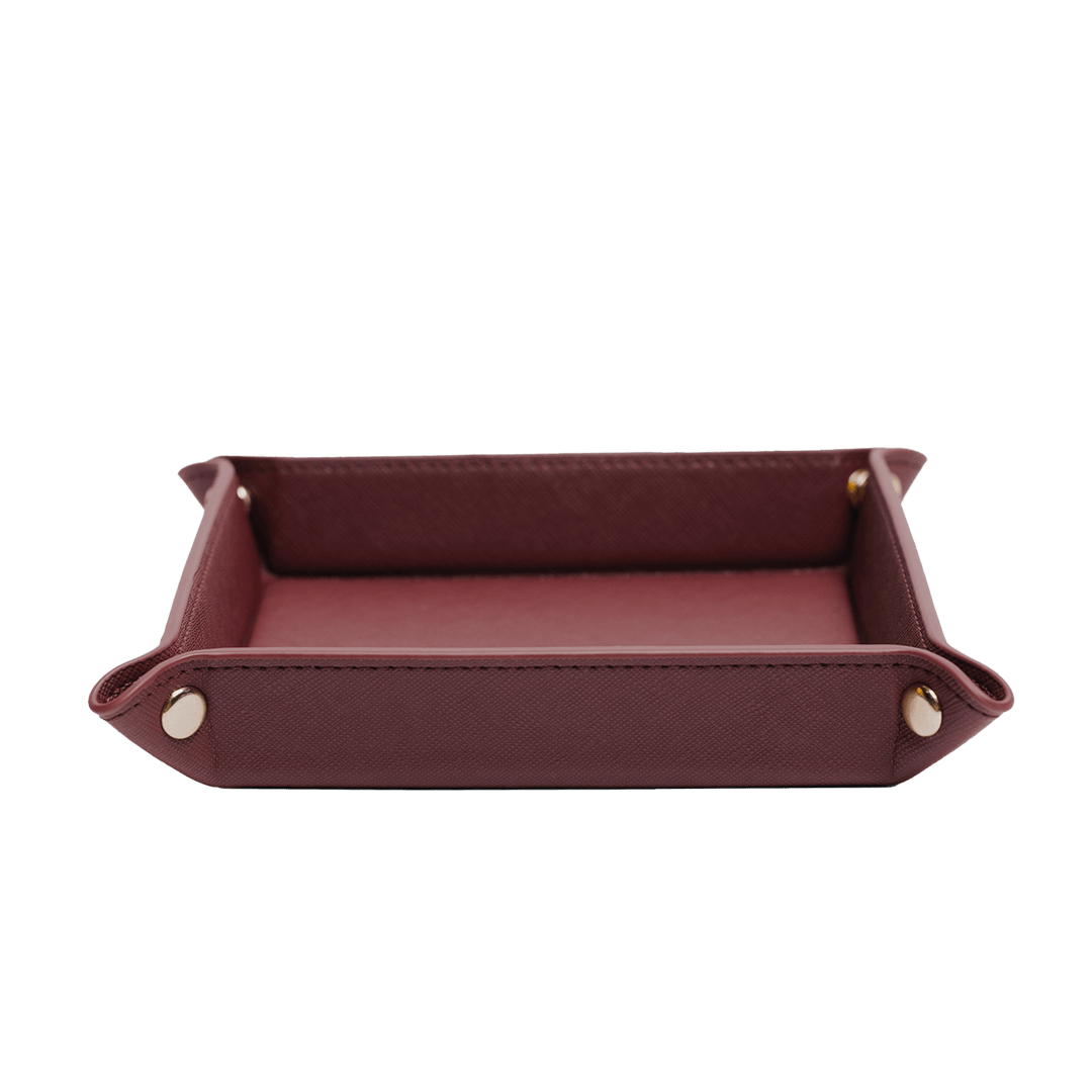 Saffiano Leather Tray - Burgundy
