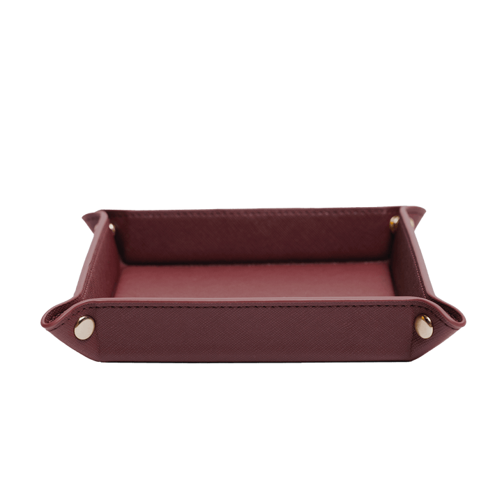 Saffiano Leather Tray - Burgundy