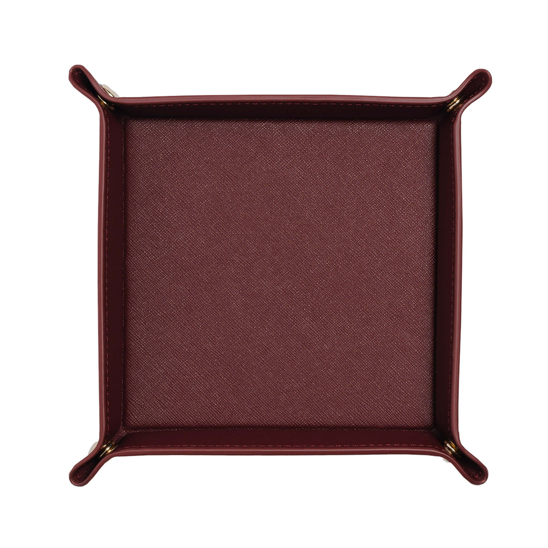 Saffiano Leather Tray - Burgundy