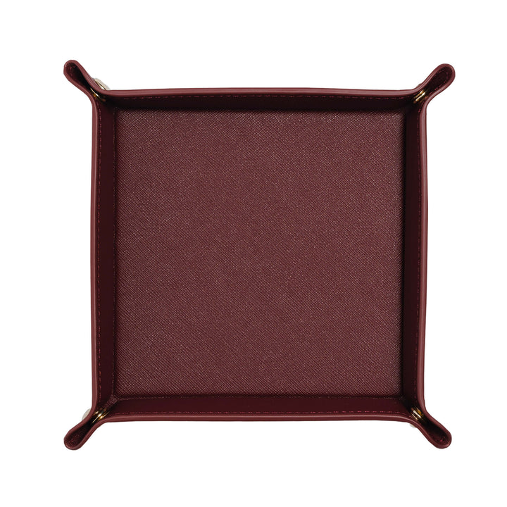 Saffiano Leather Tray - Burgundy