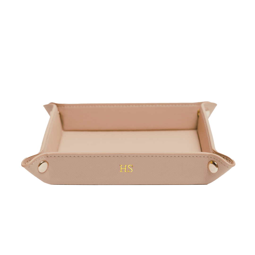 Saffiano Leather Tray - Nude