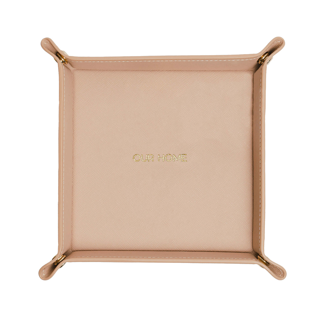 Saffiano Leather Tray - Nude