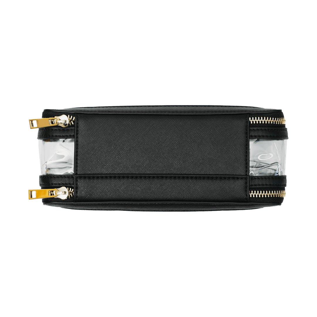 Saffiano Leather Makeup Pouch - Black