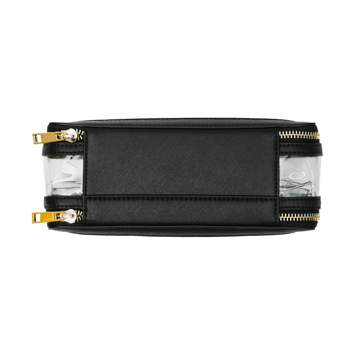 Saffiano Leather Makeup Pouch - Black