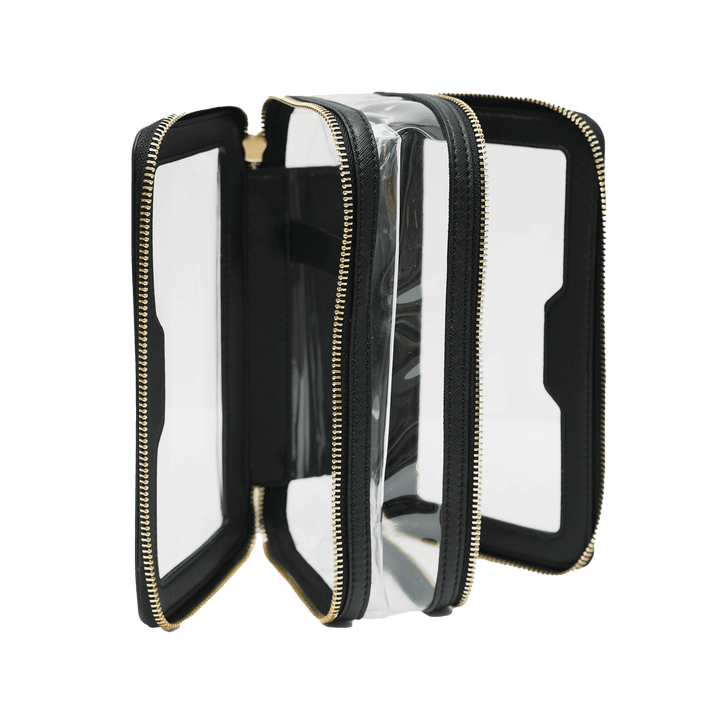 Saffiano Leather Makeup Pouch - Black