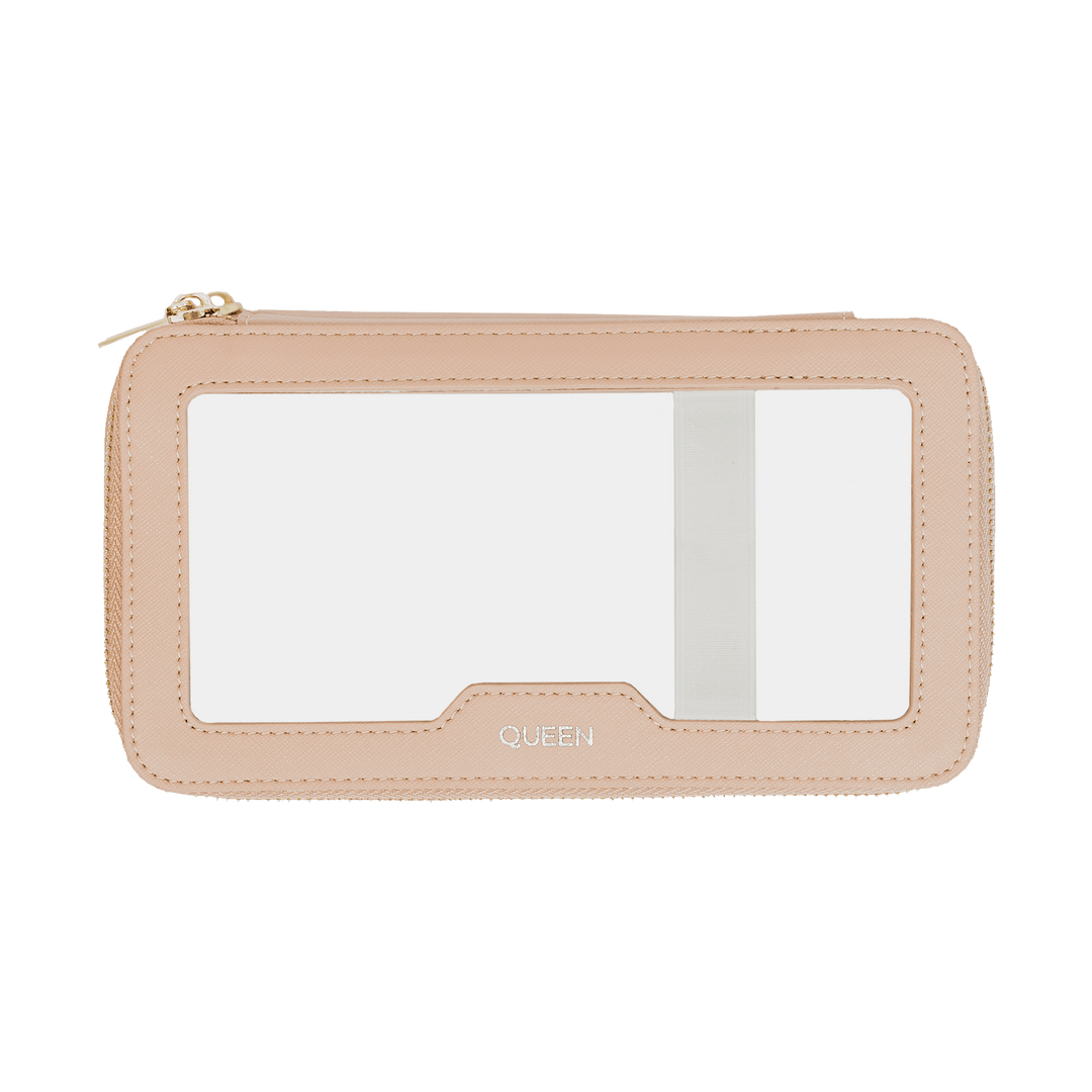 nude Saffiano customisable makeup pouch
