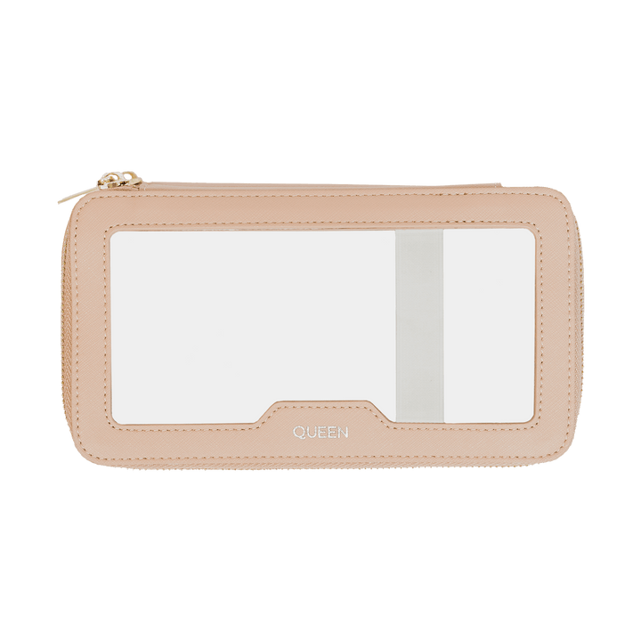 nude Saffiano customisable makeup pouch
