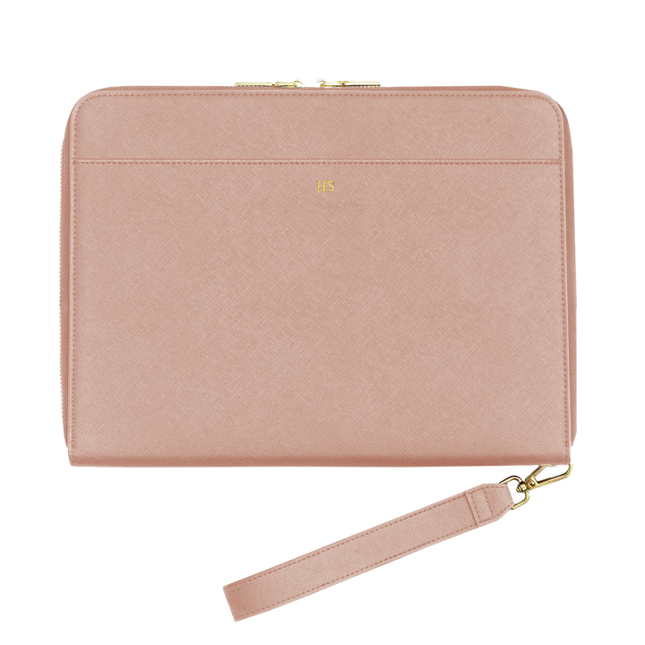 nude large Saffiano personalised pouch