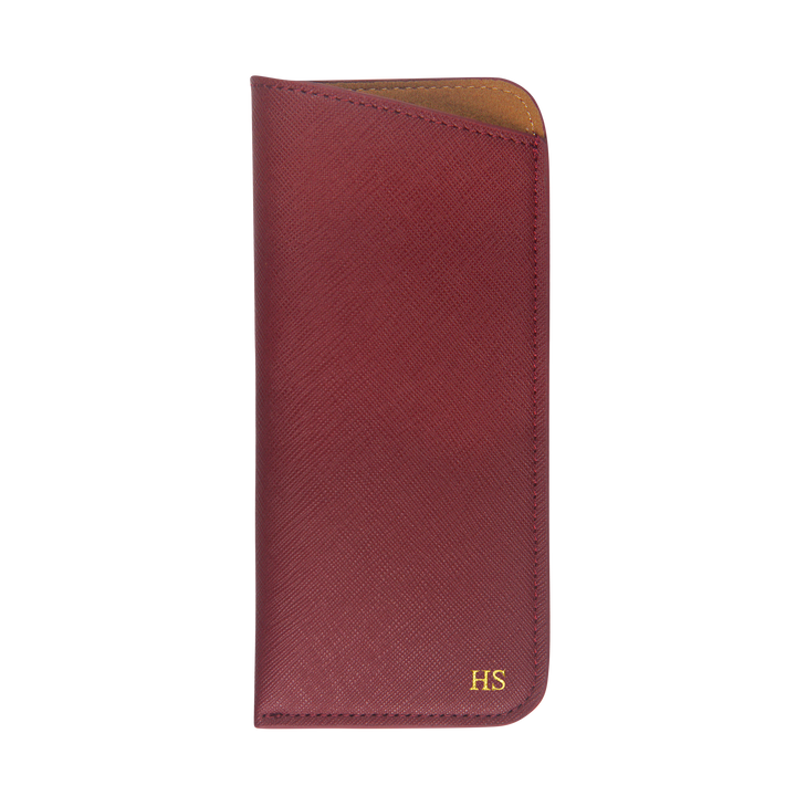burgundy Saffiano customisable spectacle pouch