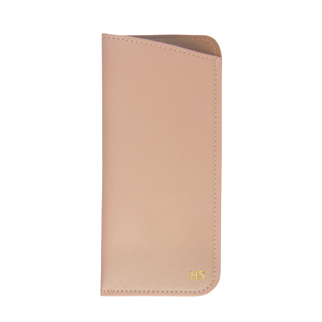 nude Saffiano customisable spectacle pouch