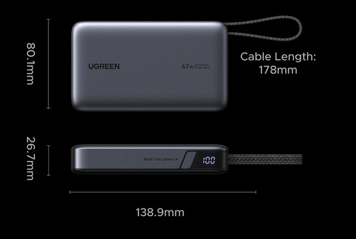 [3C Certified] UGREEN 67W 20000mAh Power Bank