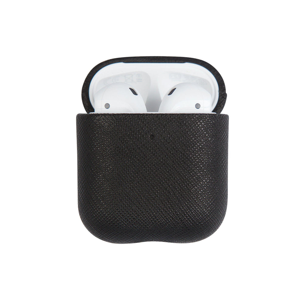 Black - Saffiano AirPods Case Cover [1st/2nd Generation] - THEIMPRINT