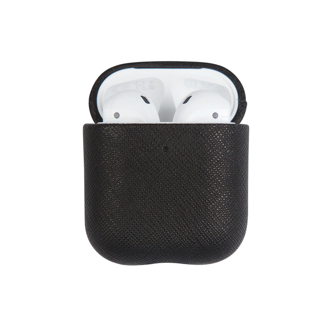 Black - Saffiano AirPods Case Cover [1st/2nd Generation] - THEIMPRINT