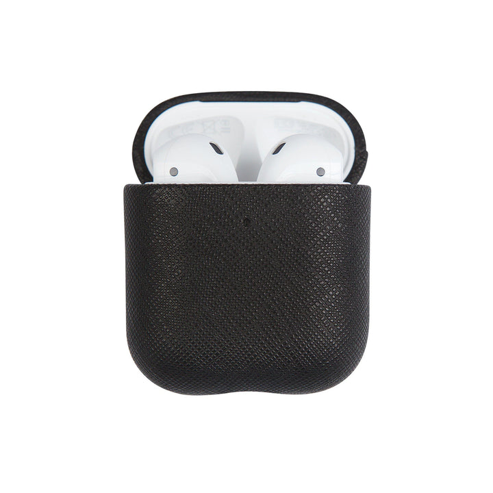 Black - Saffiano AirPods Case Cover [1st/2nd Generation] - THEIMPRINT