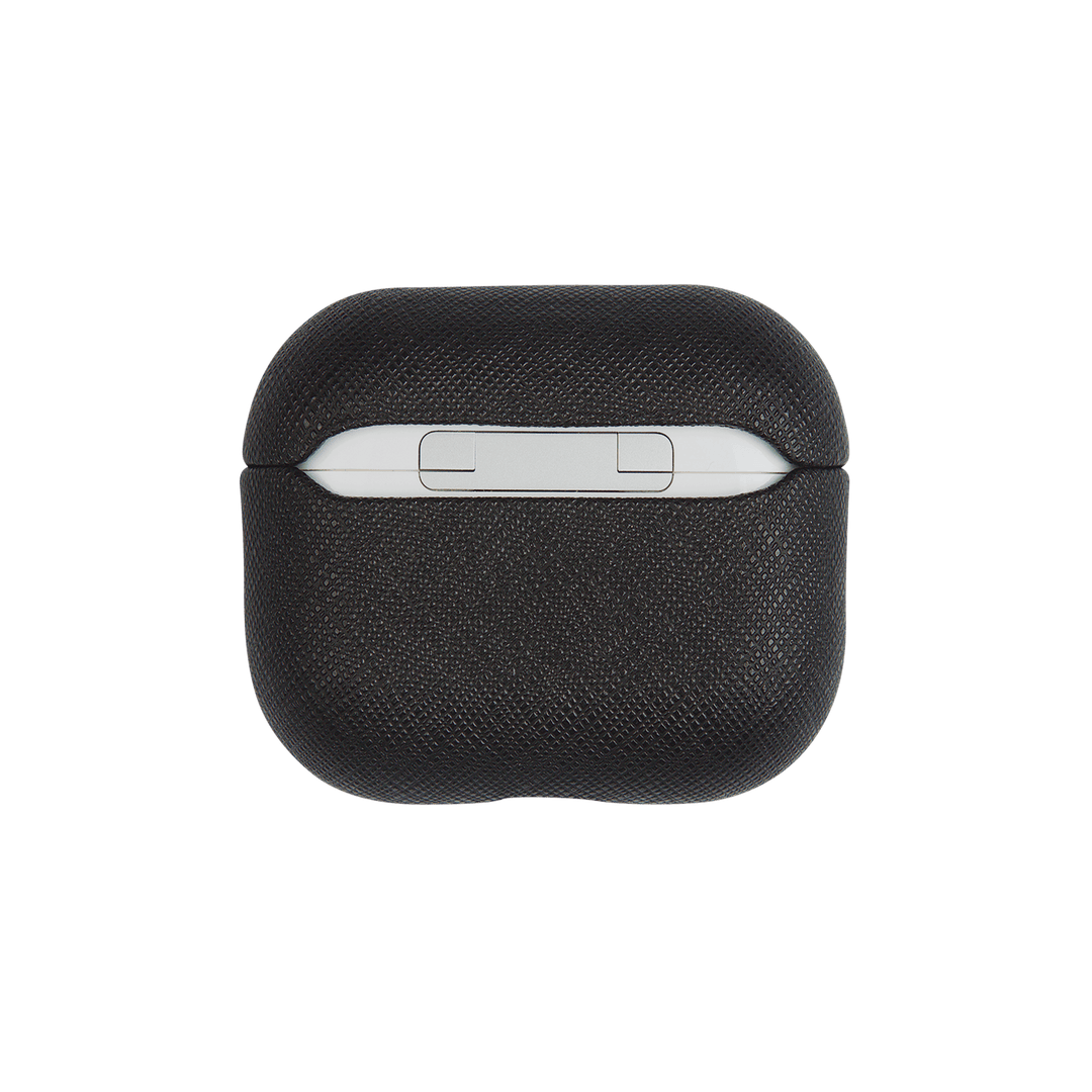 Black - Saffiano AirPods Case Cover [3rd Generation] - THEIMPRINT