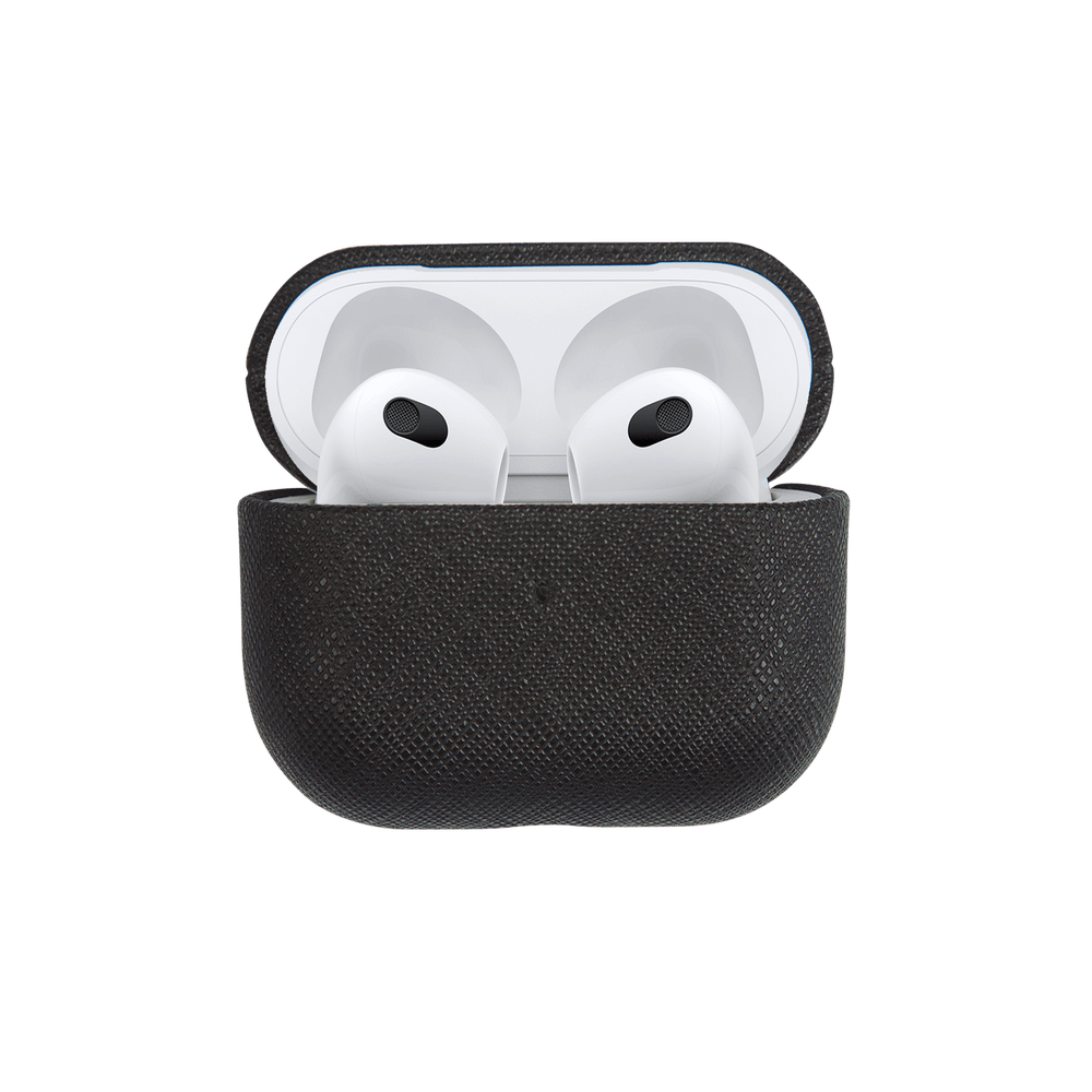 Black - Saffiano AirPods Case Cover [3rd Generation] - THEIMPRINT