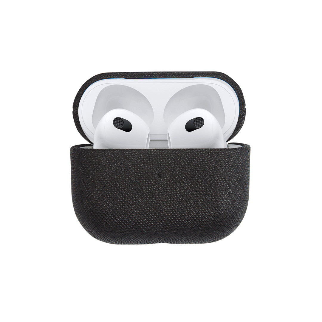 Black - Saffiano AirPods Case Cover [3rd Generation] - THEIMPRINT