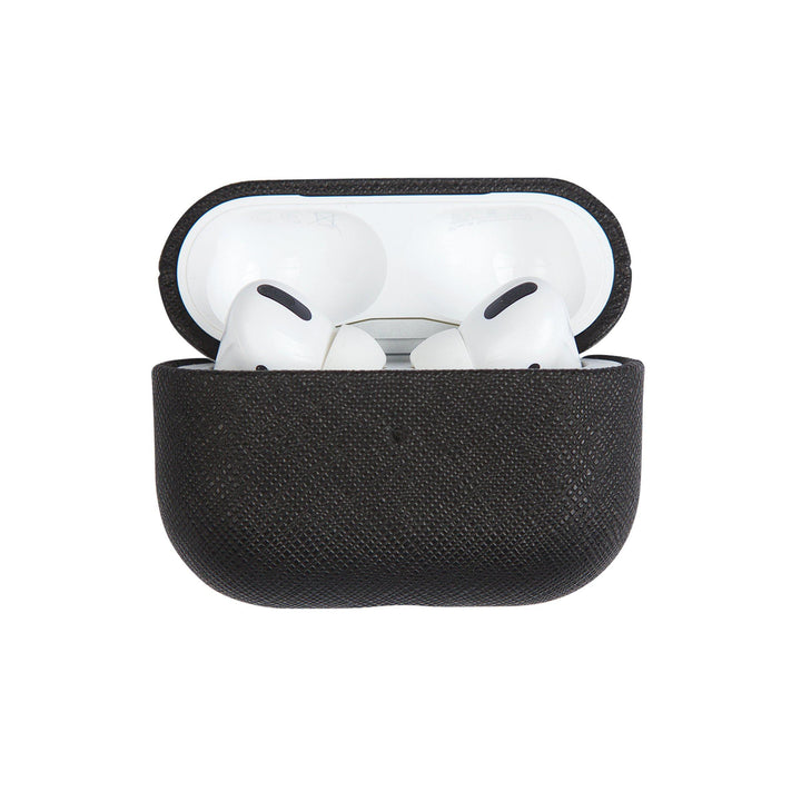 Black - Saffiano AirPods PRO Case Cover [1st Generation] - THEIMPRINT
