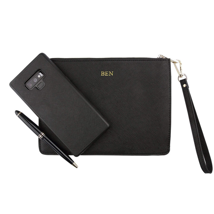 Black - Small Saffiano Pouch - THEIMPRINT