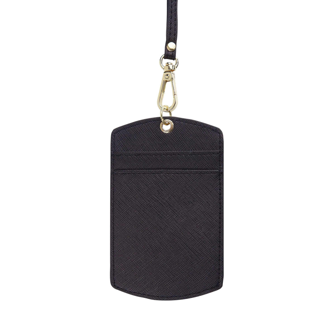 Black - Saffiano ID Cardholder Lanyard - THEIMPRINT