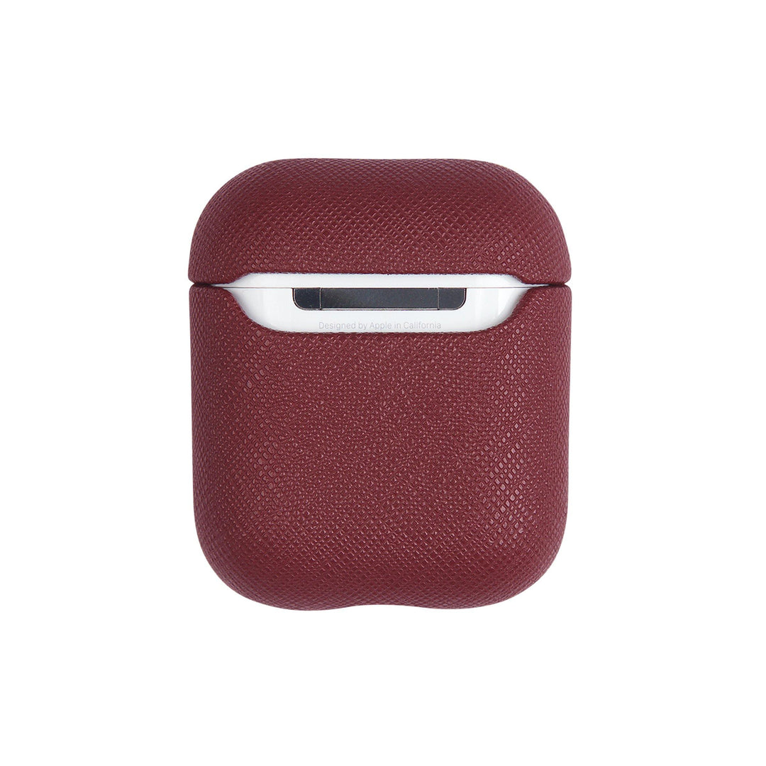 Burgundy - Saffiano AirPods Case Cover [1st/2nd Generation] - THEIMPRINT