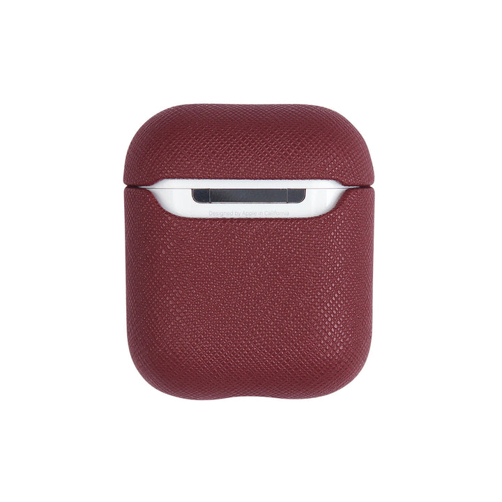 Burgundy - Saffiano AirPods Case Cover [1st/2nd Generation] - THEIMPRINT