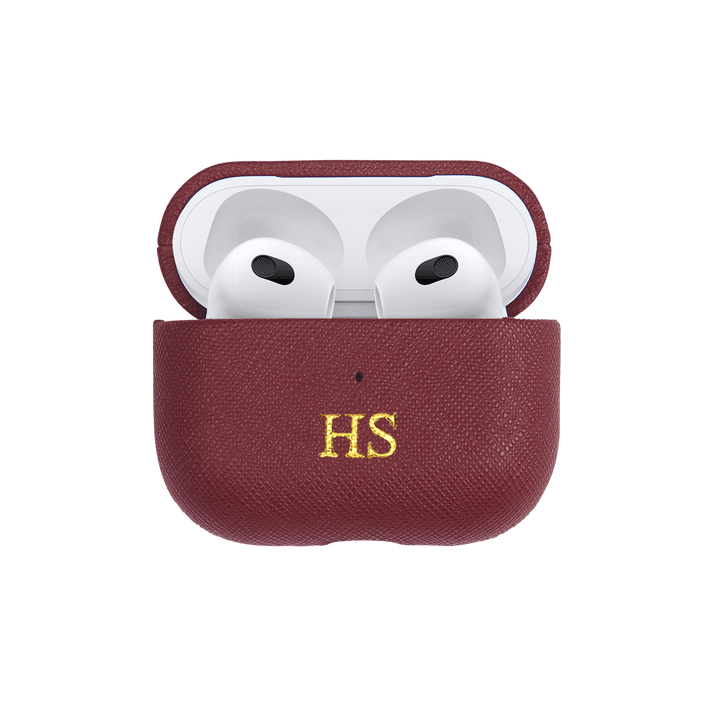 Burgundy - Saffiano AirPods Case Cover [3rd Generation] - THEIMPRINT