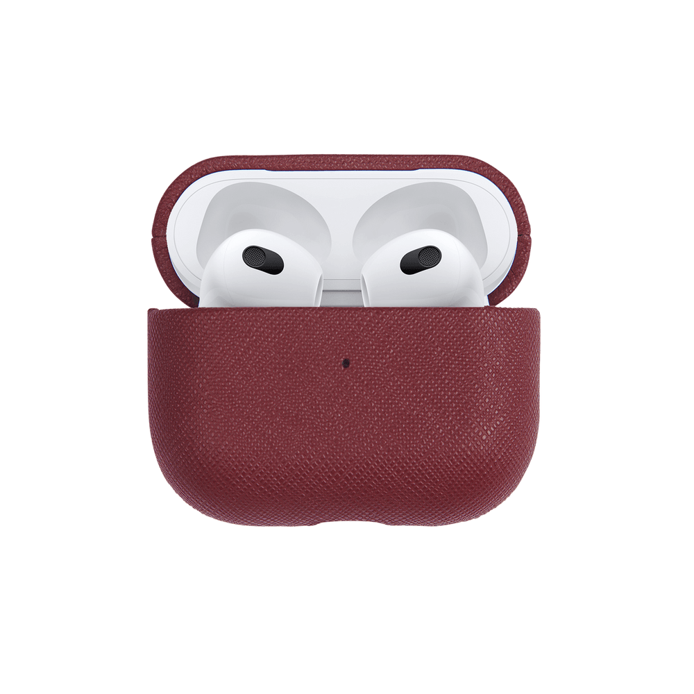 Burgundy - Saffiano AirPods Case Cover [3rd Generation] - THEIMPRINT