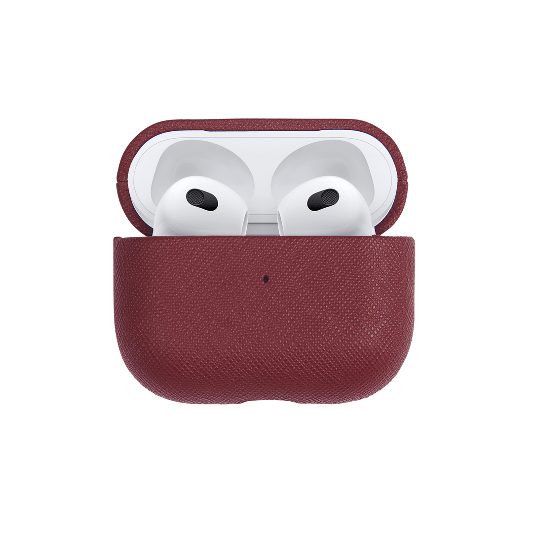 Burgundy - Saffiano AirPods Case Cover [3rd Generation] - THEIMPRINT