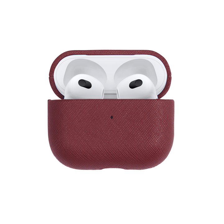 Burgundy - Saffiano AirPods Case Cover [3rd Generation] - THEIMPRINT