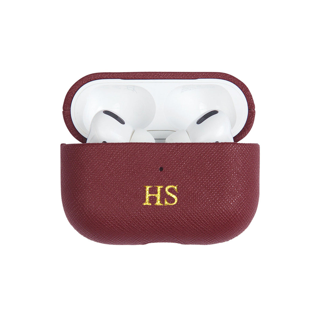 Burgundy - Saffiano AirPods PRO Case Cover [1st Generation] - THEIMPRINT