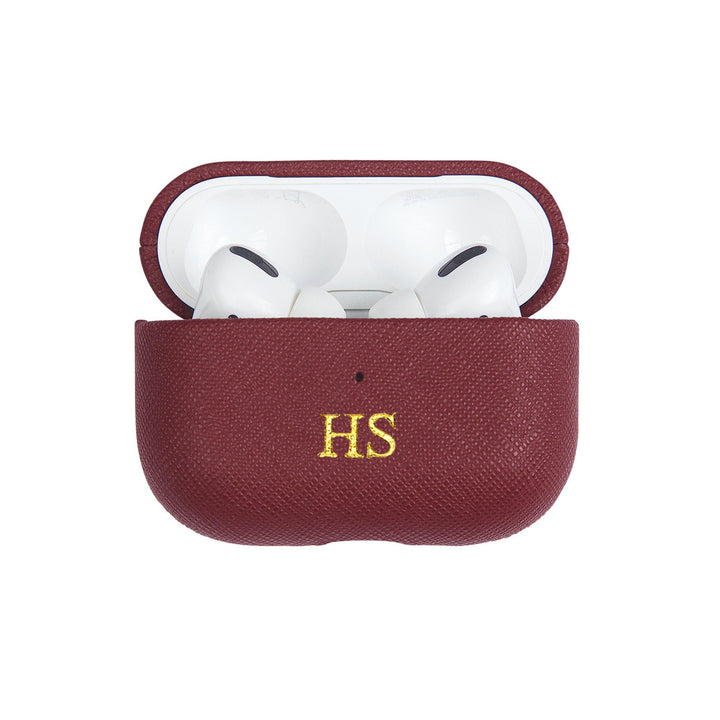 Burgundy - Saffiano AirPods PRO Case Cover [1st Generation] - THEIMPRINT
