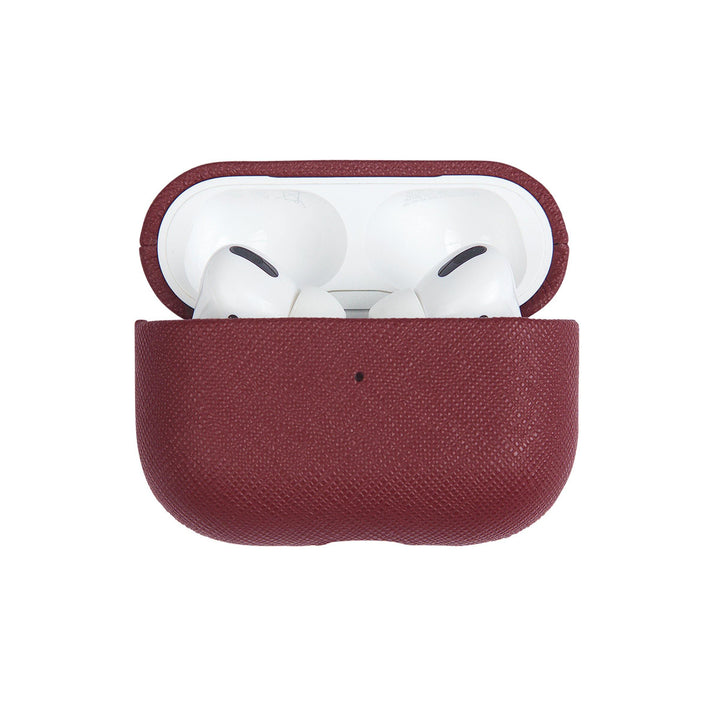Burgundy - Saffiano AirPods PRO Case Cover [1st Generation] - THEIMPRINT