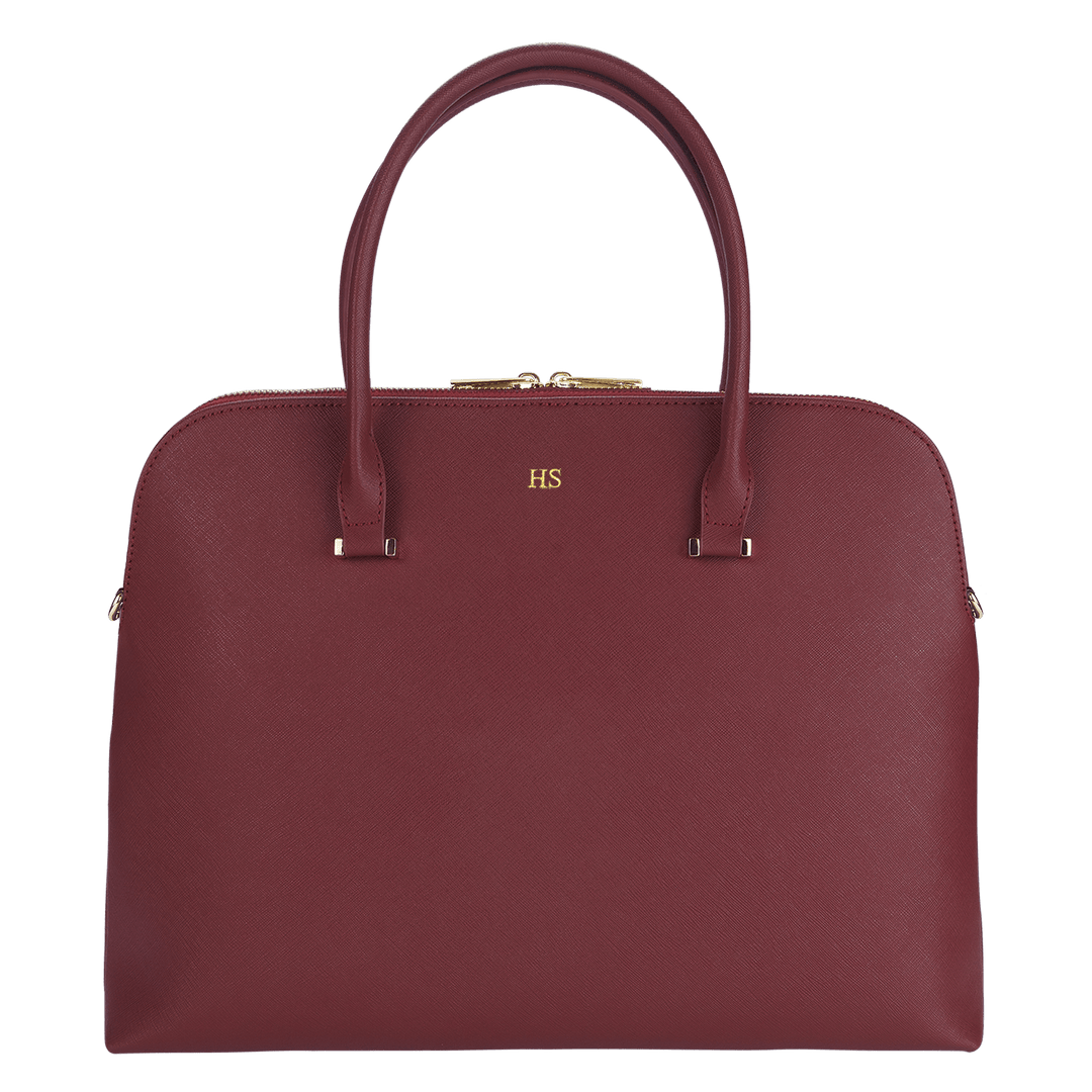 burgundy Saffiano leather laptop bag