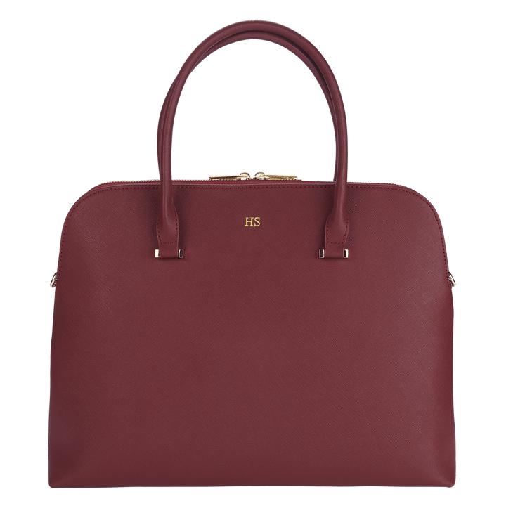 burgundy Saffiano leather laptop bag