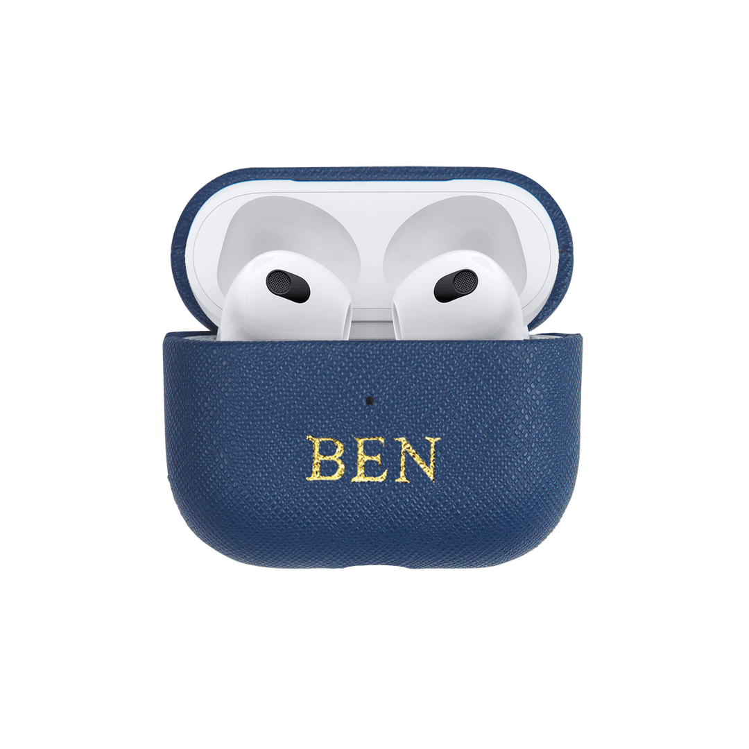 Navy - Saffiano AirPods Case Cover [3rd Generation] - THEIMPRINT