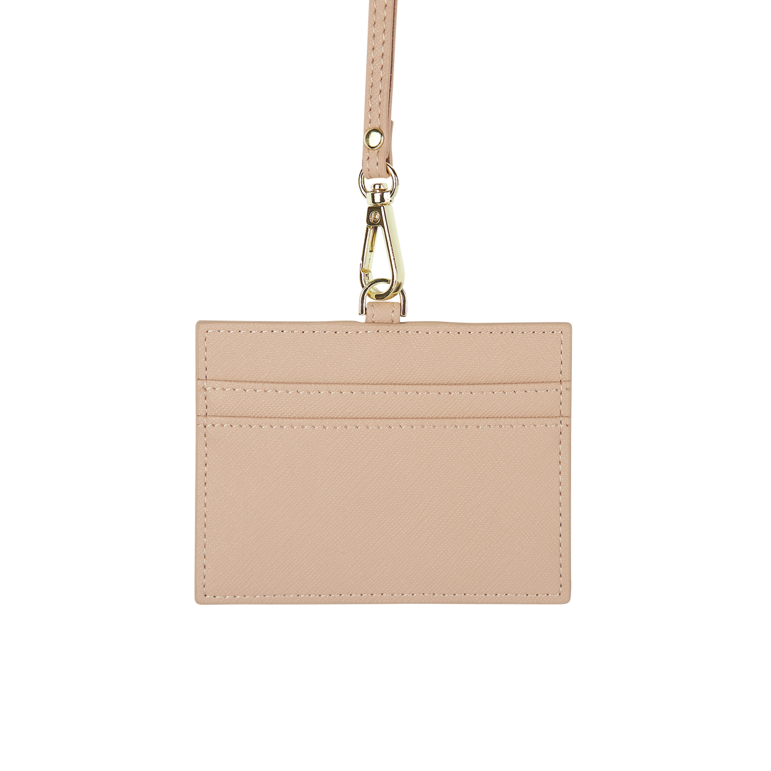 Nude - Saffiano Horizontal ID Cardholder Lanyard - THEIMPRINT