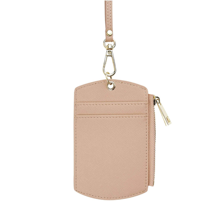 Nude - Saffiano ID Cardholder Lanyard with Zip - THEIMPRINT