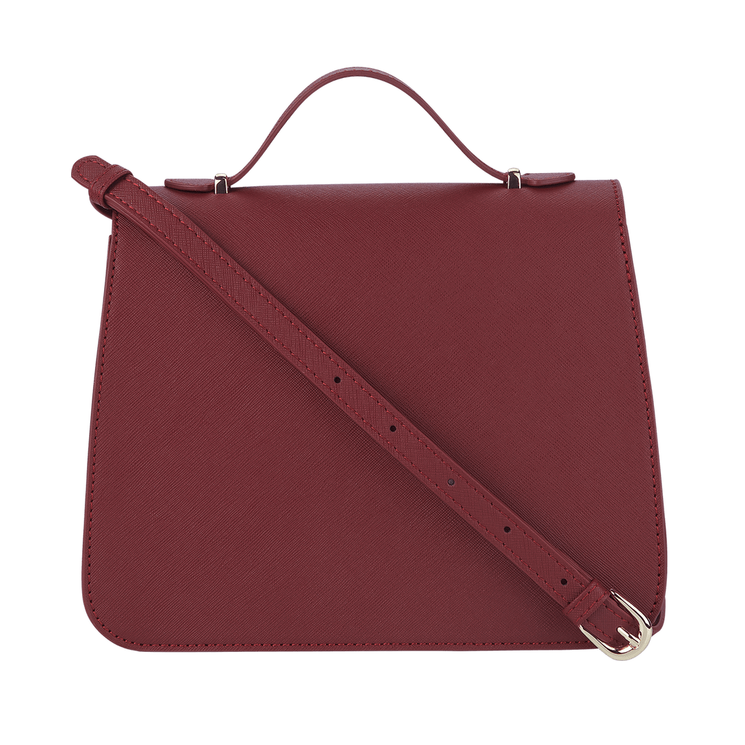 Burgundy - Saffiano Shoulder Bag - THEIMPRINT