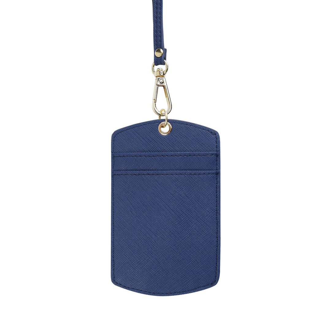 Navy - Saffiano ID Cardholder Lanyard - THEIMPRINT